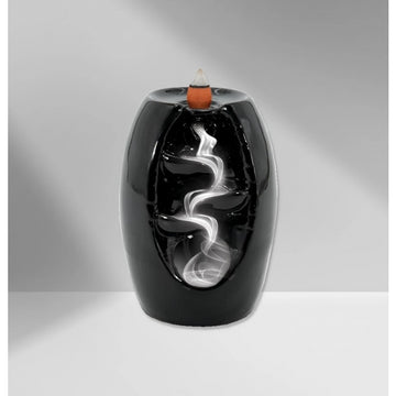 Black Ceramic Backflow Incense Burner with 20 Assorted Cones