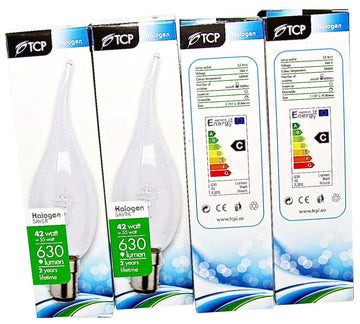 42W HALOGEN BULB  FLAME TIP B15 240V (100)